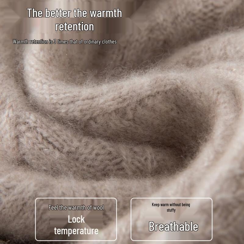 Hengyuanxiang Men's Premium 100% Wool Half-High Neck Cardigan