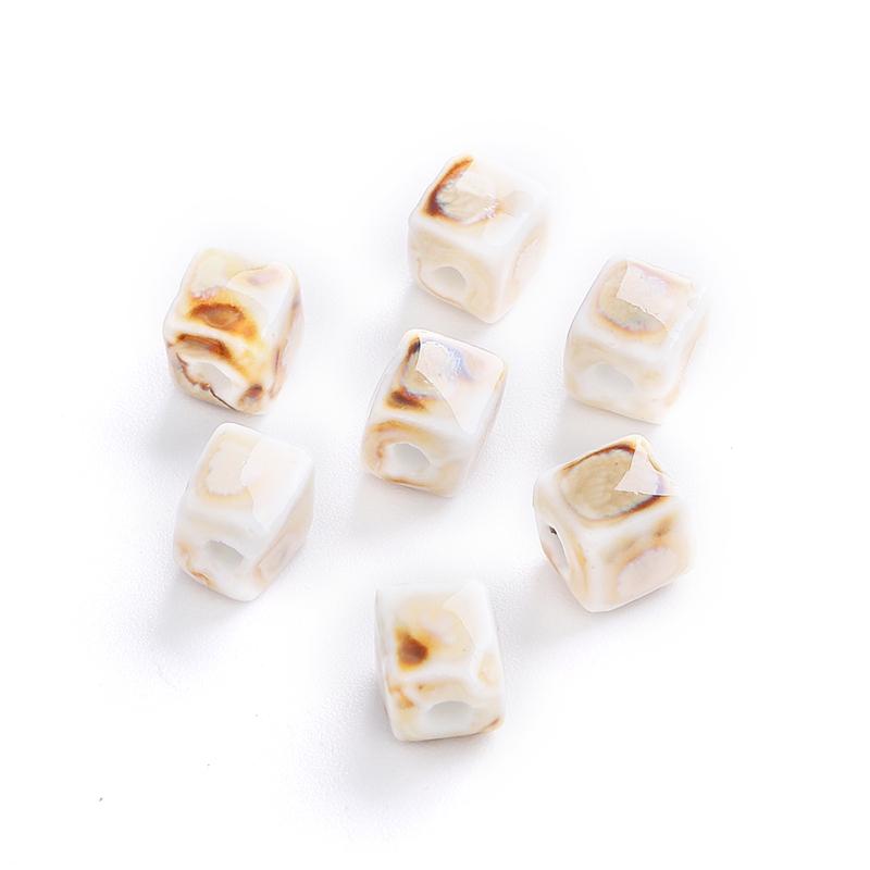 10 Stück 7 mm quadratische Blumenglasur-Porzellanperlen, Würfel, Keramikperlen für Schmuckherstellung, DIY-Charms, Armbänder, Halsketten, Basteln