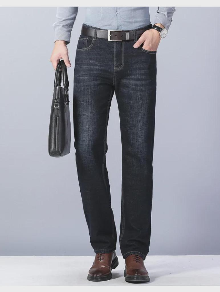 Herren Mid-Age Business Jeans: Bequem, hochwertig, leicht elastisch, pflegeleicht, gerade Passform für Frühling und Herbst