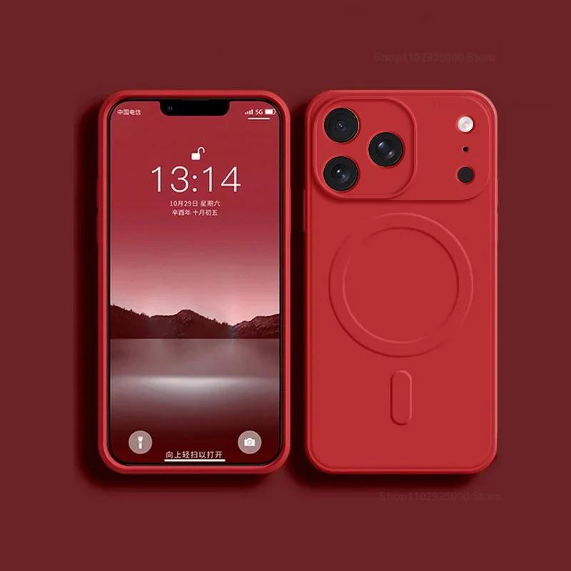 For Magsafe Liquid Silicone Phone Case For iPhone 17 Pro Max 16 15 14 Plus 12 13 Mini Air Magnetic Wireless Charge Soft Cover