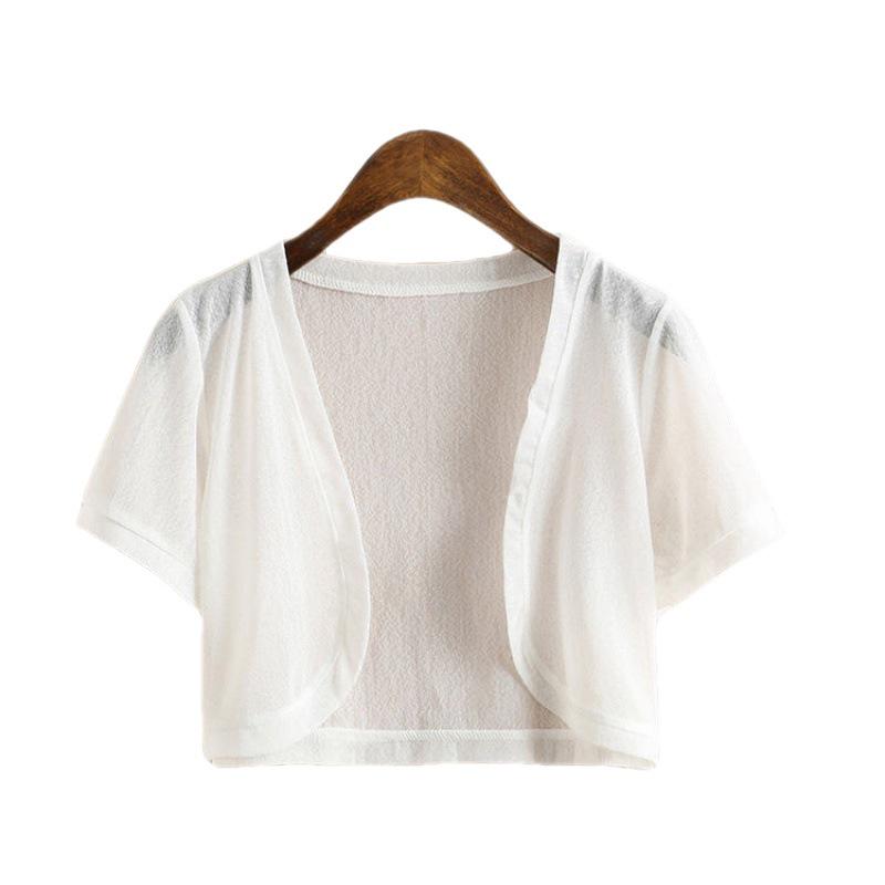 Cardigan de damă din dantelă aerisită: Șal scurt din plasă și protecție solară ușoară din șifon