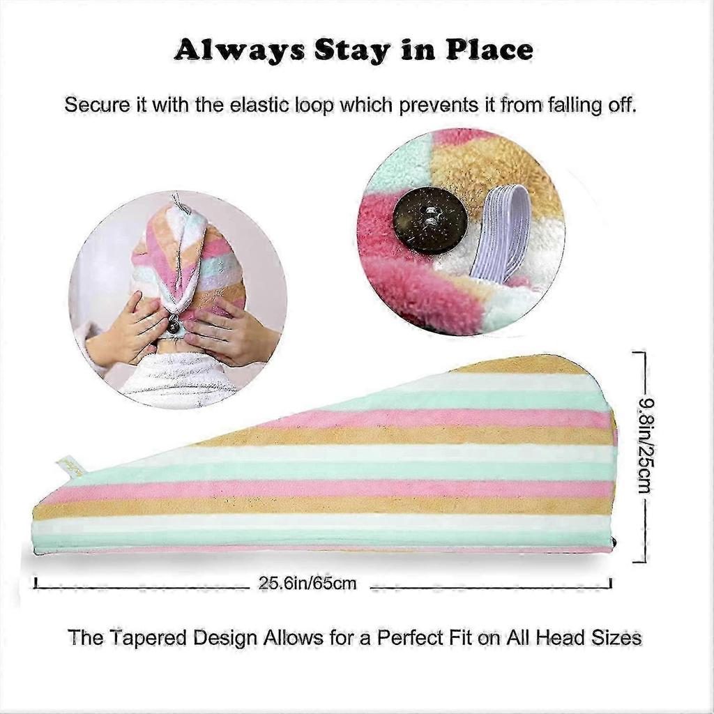 2025 2-Pack Microfiber Hair Wrap Towels for Women and Kids - Highly Absorbent Soft Hair Drying Towels Suitable for Long Thick Fine and Curly Hair