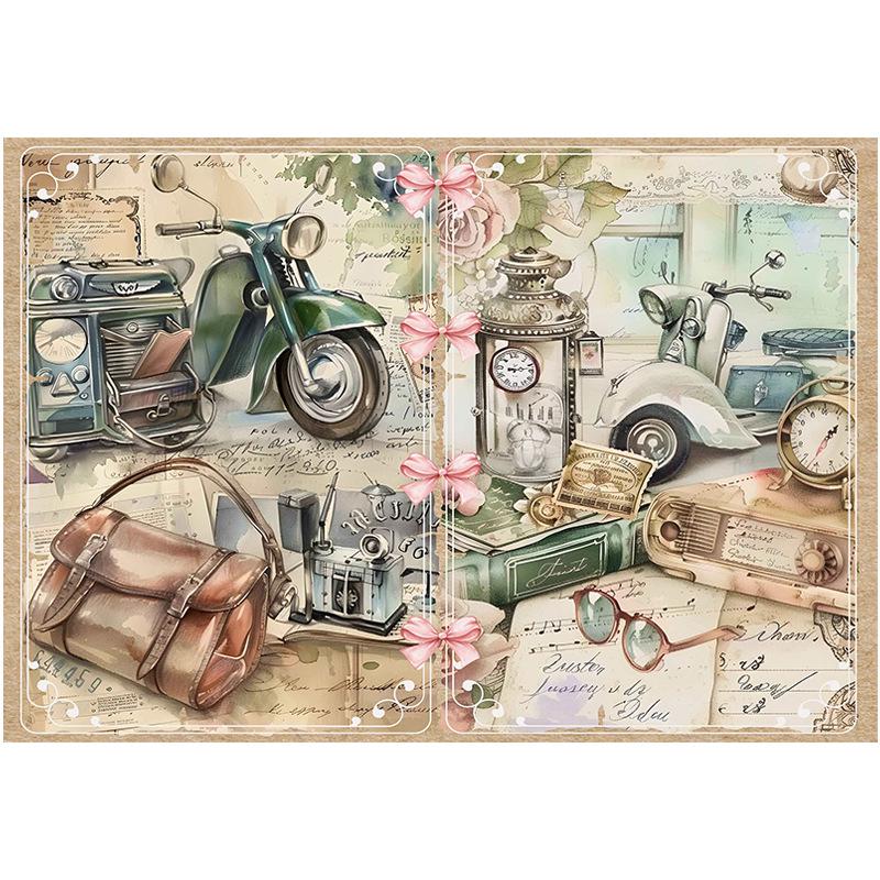 Vintage Beauty Diary: 10 Sheets of Retro Decoration DIY Paper with Daily Objects Pattern