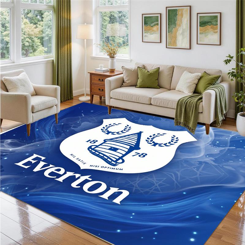 Everton Football Design Crystal Velvet Rug Soft Decorative Mat for Bedroom Entrance