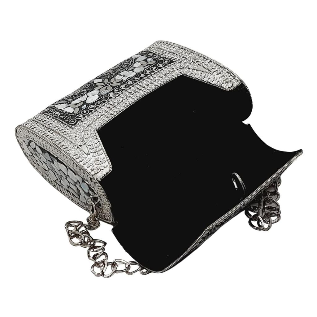 Handmade Square mosaic metal bag Women/Girls Bridal metal clutch party sling bag