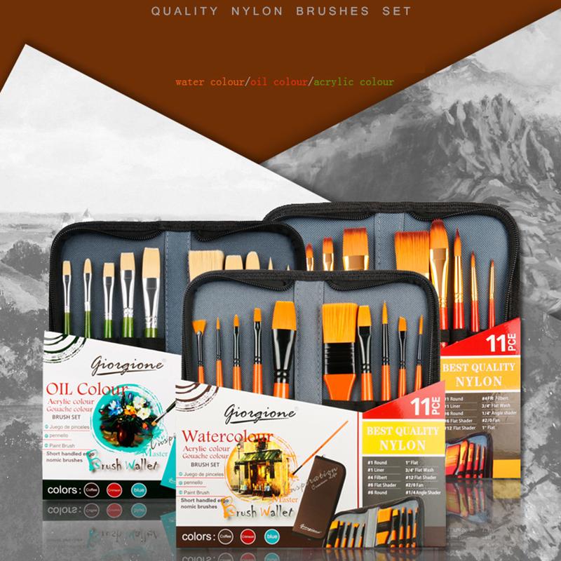 Utazási művészkefe nylon hajművészet kefe textil tárolótáska 11/13 darabos készlet akvarell olajfestéshez akrilfestéshez
