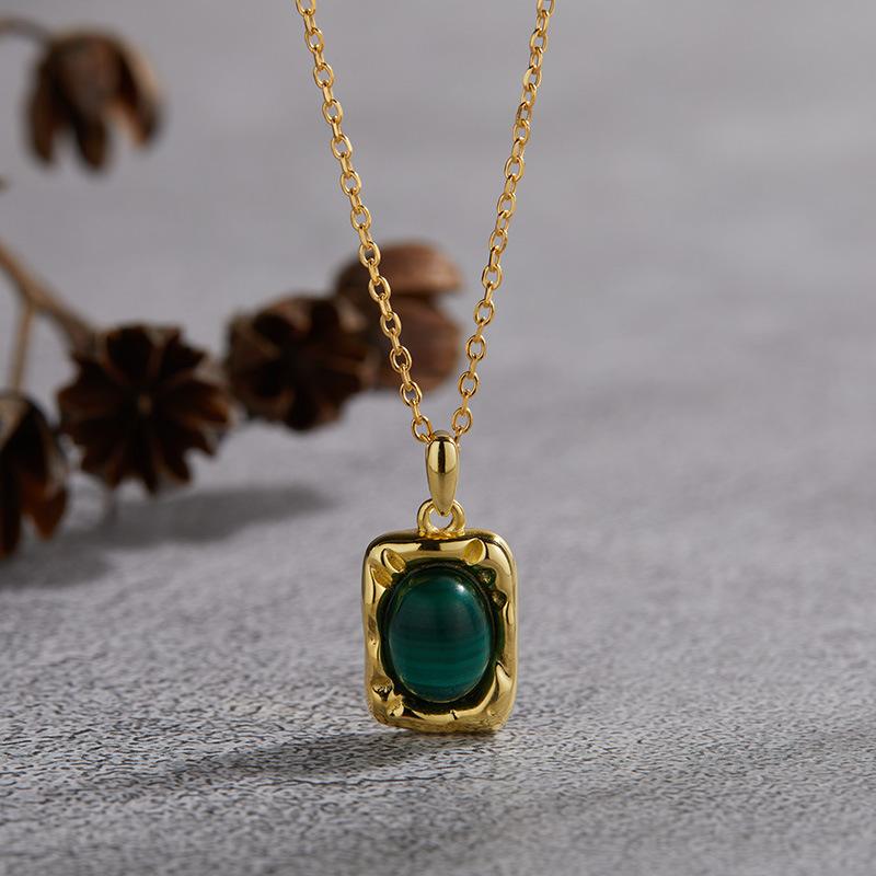 S925 Sterling Silber Bunte Schatzkette Damenmode Einfach Unregelmäßige Textur Französischer Kunstrahmen Anhänger