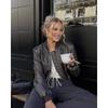 Vintage Jacke Herbst Damen Kunstleder Slim Pendler Stil Mantel Urban Chic