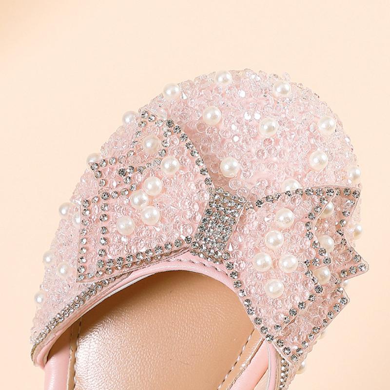 Girls' Half Sandals Summer Korean Version Soft Soled Children's Leather Shoes, Mid Size Children's Crystal Shoes, Baby Princess Shoes
