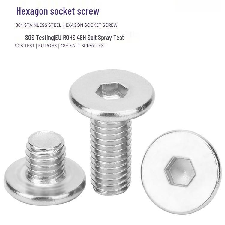 Parafuso de Máquina de Aço Inoxidável 304 com Fenda Cruzada e Cabeça de Guarda-chuva Grande, Tamanho M6/M8, Especificações Completas