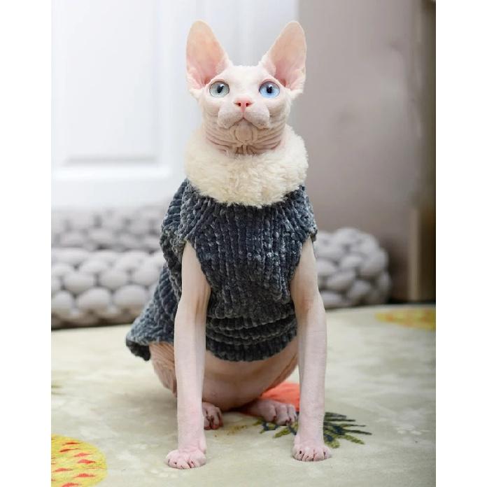 Devon Rex Thickening Plush Coat Cat Sweater Costume Sphynix Clothes Katten Sphynx Pullover Clothing Products for Winter Outwear