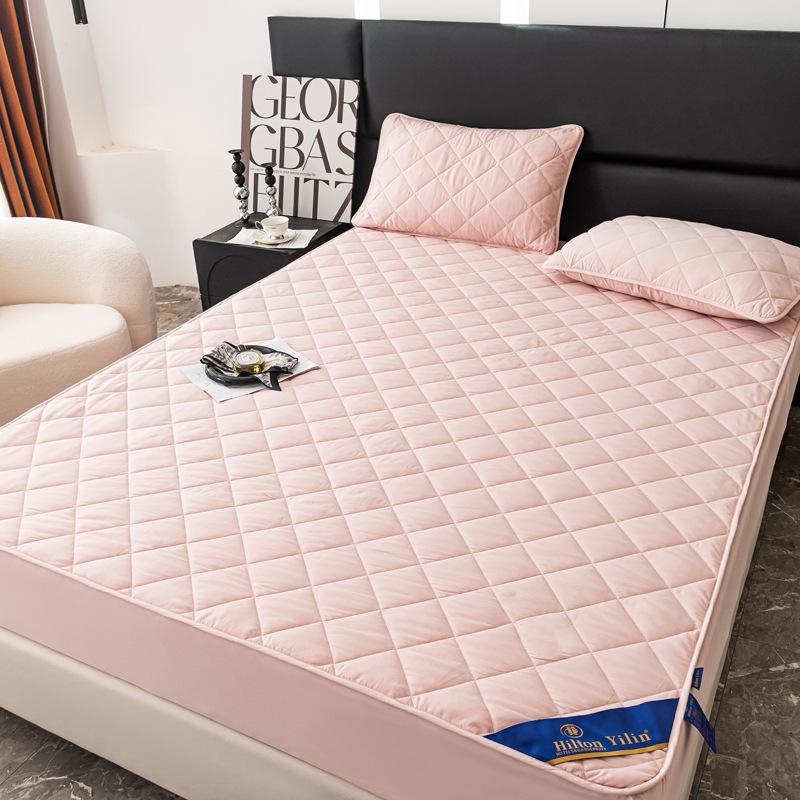Maternal and Baby Grade Cotton Padded Bedsheet, Solid Color Hotel Same Style Mattress Protective Cover
