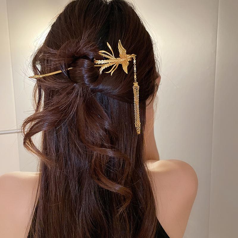 New Chinese Flower Pearl Tassel Hairpin Guochao Fashion Retro Hairpin Hanfu Versatile New Hairpin Hair Accessories Women