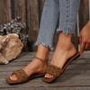 Summer Women's Square-toe Basket-Woven Sandals Flat Home Slippers