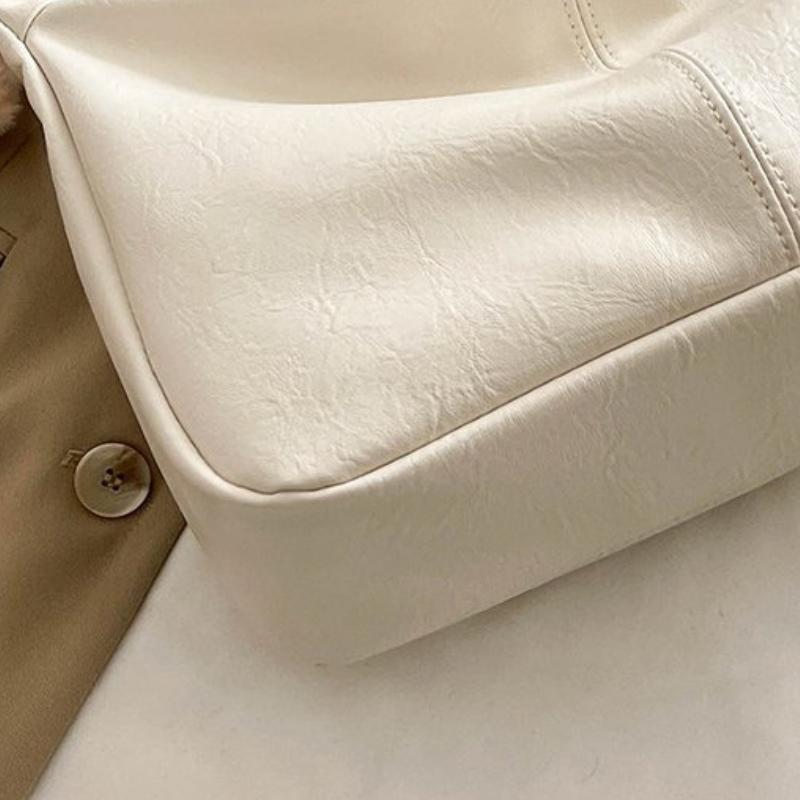 PU Leather Commuter Fashi Vintage Casual Tote Bag Maillard Stylish Crossbody Bags for Women Texture Large Capacity Temperament