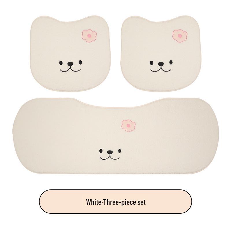 Plush Bear Winter Seat Cushion Set - Cute Cartoon Design, Warm & Tie-Free for Ladies
