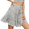 Women's High Waist Ruffle Floral Half Skirt Printed Beach A-line Short Skirt