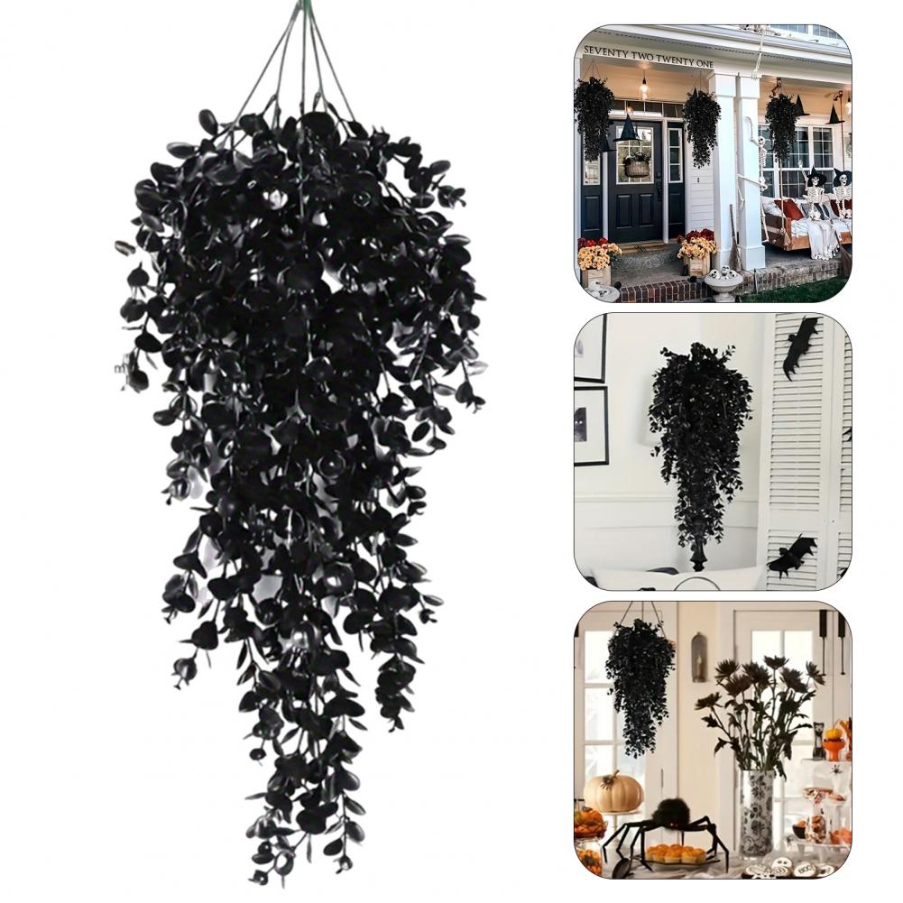 Artificial Eucalyptus Leaves Fake Hanging Eucalyptus Halloween Hanging Eucalyptus Branches Spooky Black for Indoor for Halloween