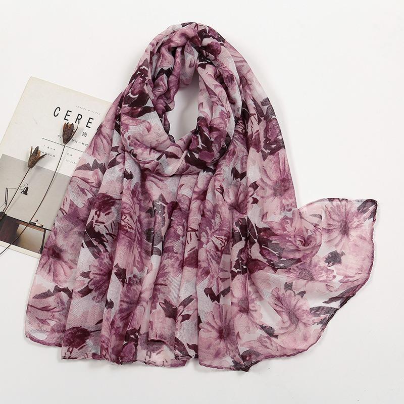 Spring and summer thin Bali yarn printed long towel fashionable sweet fresh hot-selling popular shawl women