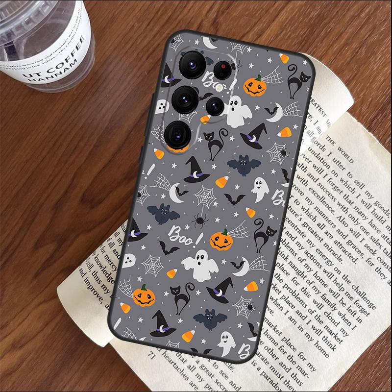 Cute Halloween Ghost Bat Phone Case For Samsung Galaxy S25 S24 S23 S22 S21 Ultra S9 S10 Plus S20 FE Funda Cover Shell