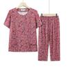 Set Pigiama Estivo Floreale con Pantaloncini e Cardigan per Donne Anziane