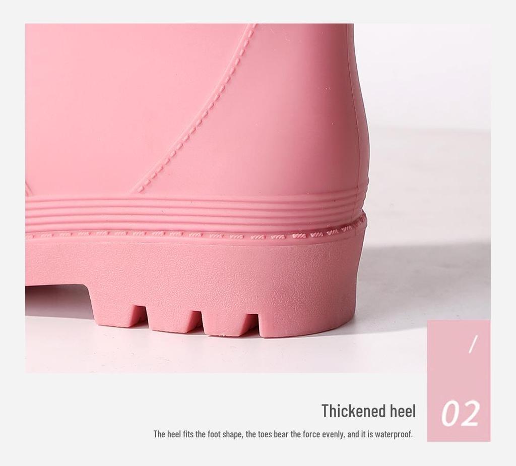 Korean Style Women's Lace-Up Waterproof Mid-Calf Rain Boots with Height Increase and Non-Slip Sole