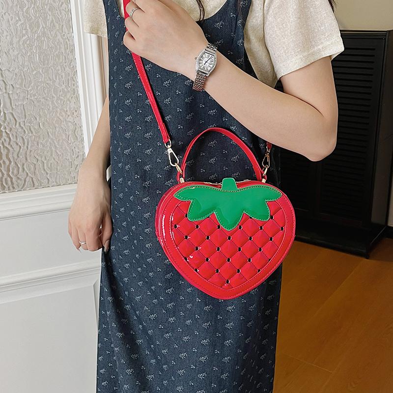 Cute Strawberry Shape Crossbody Bag personality Creative Handbag Funny Bag Fashion Small Round Bag Fruit Pineapple Shoulder Bag