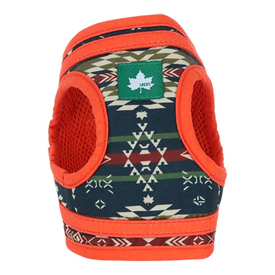 LOGOS LAND Pattern Harness | Adjustable Size for Training, Walks, and Outings, Anti-Pulling, Easy to Put on and Take Off (Orange, Size L)