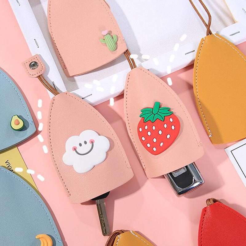 Cute Fruits Pull Type Keychain Bag Pu Leather Protector Car Key Holder Case