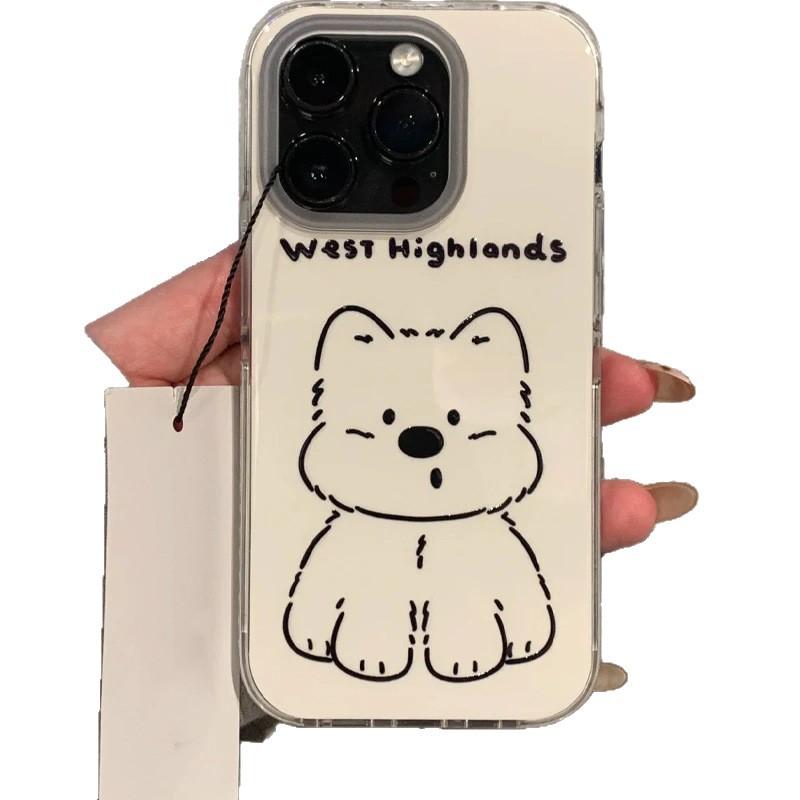 Cute Lines West Highland Applicable iPhone17 Pro Mobile Phone Case Apple 16IMD15 Cartoon 14 Large Holes 12 Sets