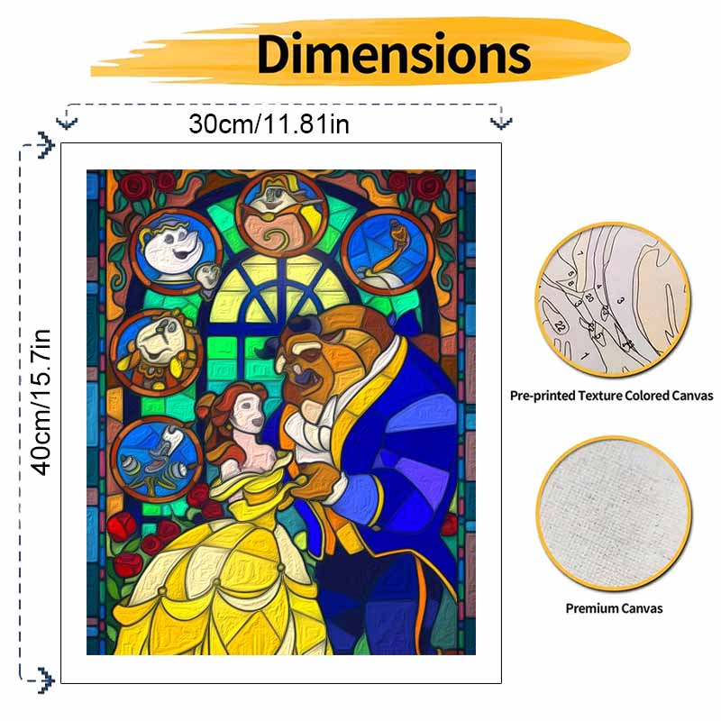 Disney Kit de Pintura em Vitral A Bela e a Fera Decoração de Parede para Casa Presente Artesanal para Sala de Estar Quarto Suprimentos de Artesanato DIY