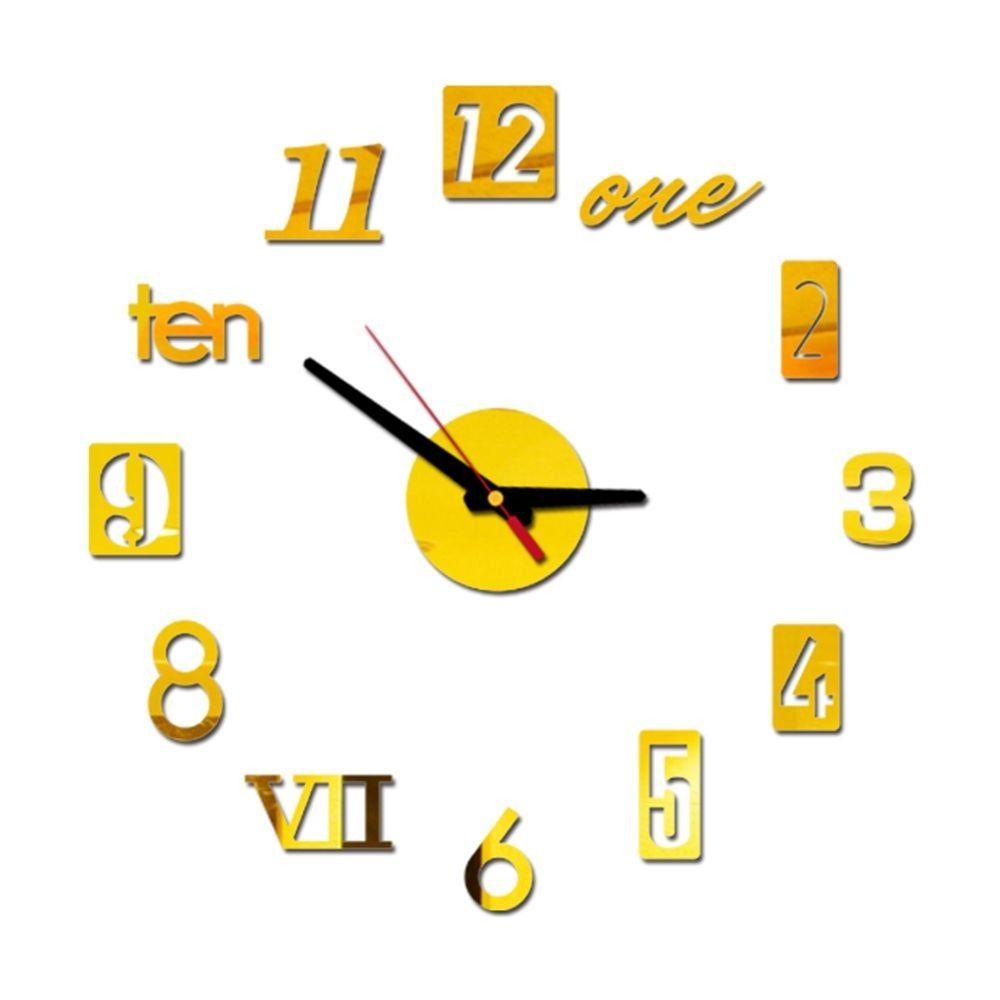 Rahmenlose 3D-Wanduhr, lautlos, Wanduhr, Aufkleber, leuchtende Digitaluhr für Zuhause