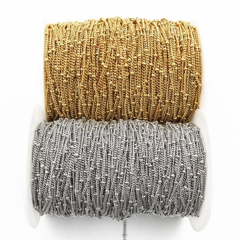 5 Meters Never Fade Stainless Steel Gold Plated Ball Necklace Chains For DIY Jewelry Findings Making Handmade Supplies