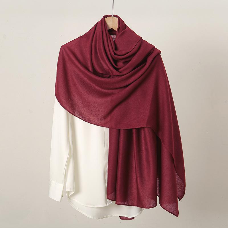 Autumn and winter hot-selling new monochrome linen women's scarf popular solid color cotton and linen feel long towel