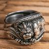 Ethnic Style Pixiu Ring for Men, Domineering and Trendy, Aged and Dyed Black Craft, Creative Index Finger Ring