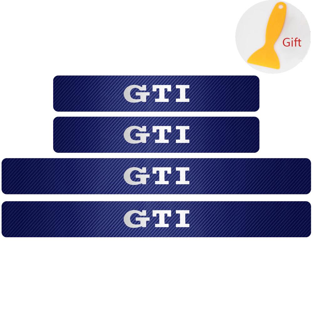 4Pcs Car Door Carbon Fiber Sill Scuff Plate Decoration Sticker For Volkswagen GTI Golf Caddy Passat CC Lavida Sagitar Scirocco CWT1