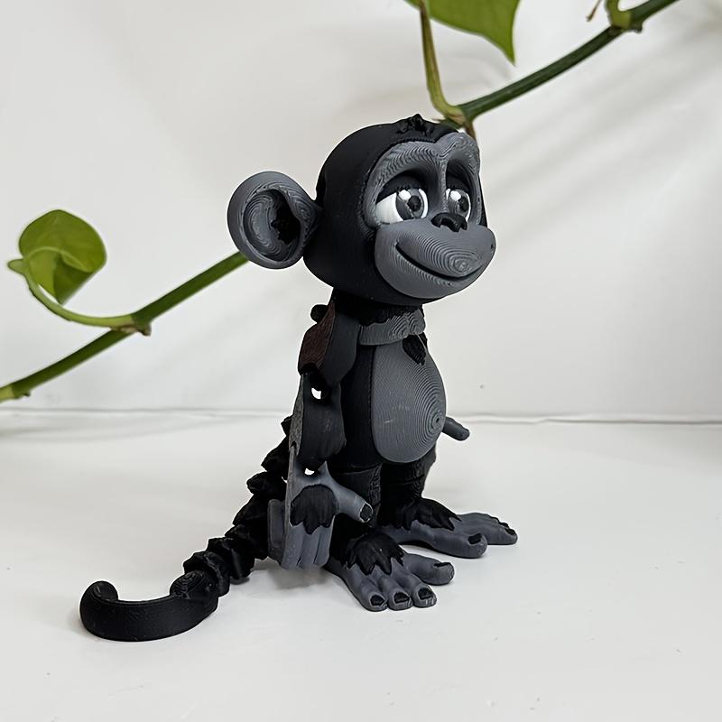 

A Funny Monkey Statue, Multi-color 3D Printed Animal Set Ornament for Desk, Easter Perfect Holiday Gifts чёрный