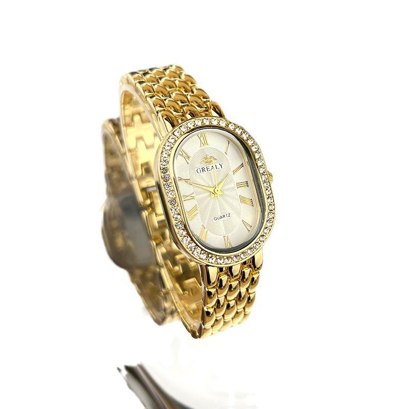 Men's Watch Oval Big Brand Diamond Women's Popular Quartz Watch