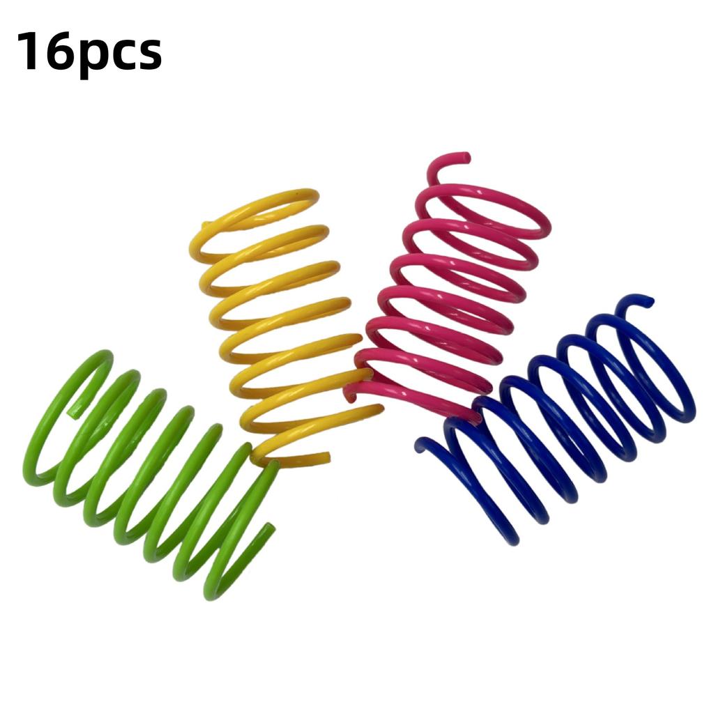 16-80pcs Cat Springs Toys Kitten Coil Spiral Pet Interactive Gauge Plastic Spring Toy Colorful Springs Cat Pet Toy Products