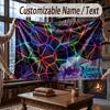 Abstract Geometric Theme Throw Blanket Custom Name Text Personalized Blanket Soft Cozy Blanket for Home Sofa Bed