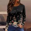 Women's 3D petal falling print fashionable long sleeved shirt