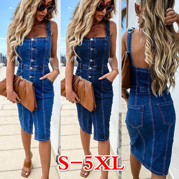 sleeveless jeans dress