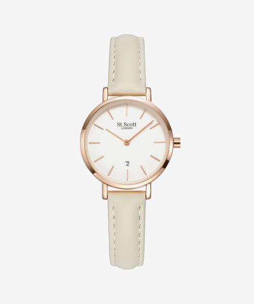 [SAINT SCOTT LONDON] SAINT SCOTT LONDON Nova Date Leather Watch - Cream ST5503RSBE NONE
