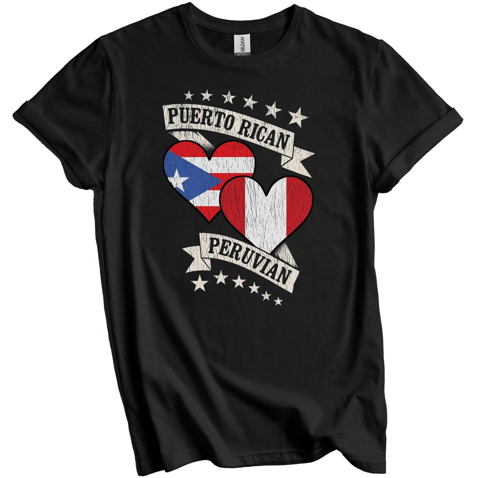 Puerto Rican Peruvian Heart Flags Puerto Rico Peru T-Shirt 3XL