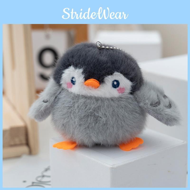 Soft Cute Grey Penguin Plush Toy Keychain With Pp Cotton For Bags Students And