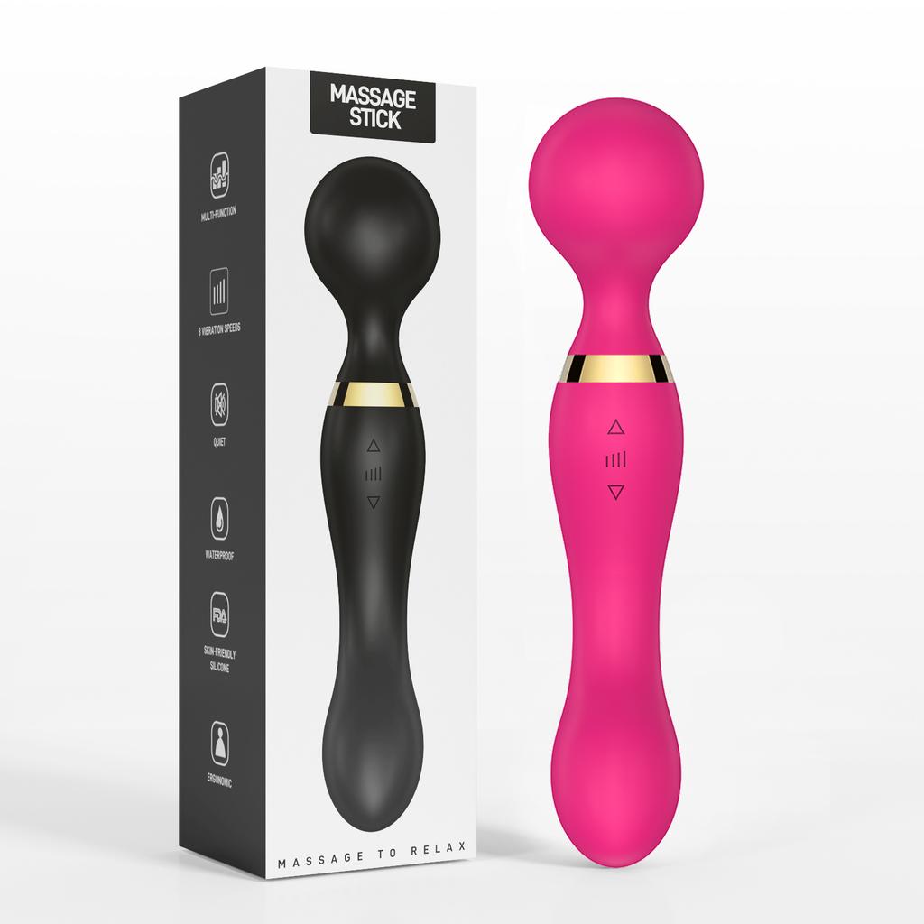 2 IN 1 Double-end AV Dildo Vibrator Female 20 Vibration Modes G-Spot Climax Masturbator Massager Adult Sex Toys Magic-Wand Dildo
