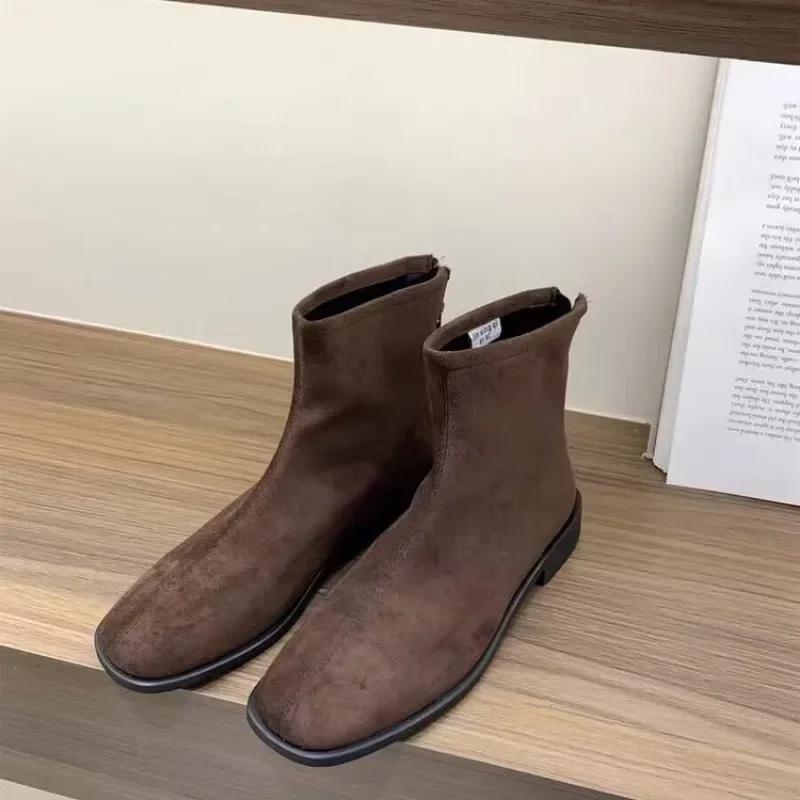 Square Heel Solid Women's Boots Zip Office and Career 2024 High Quality Women's Shoes Ankle Fashion Back Hot Sale Women's Boots