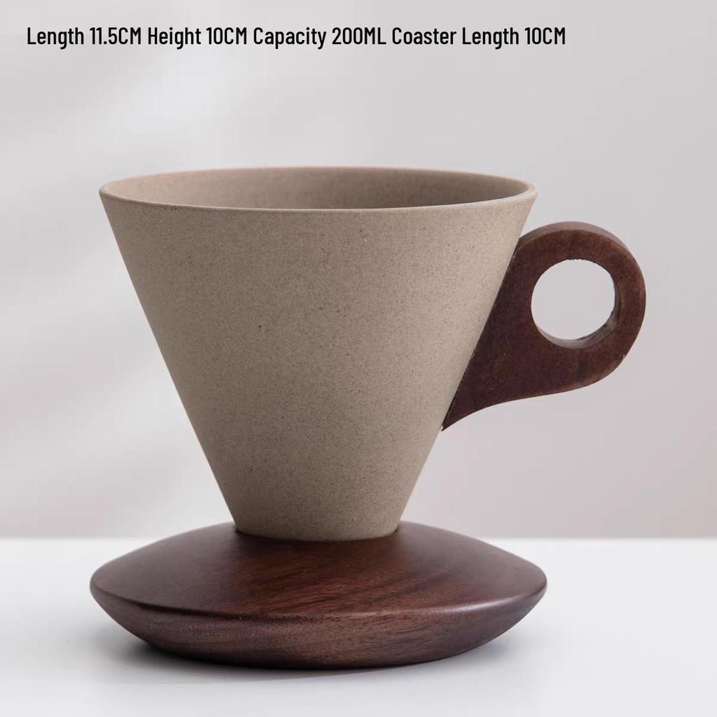 Nordic Retro Handmade Ceramic Cone Coffee Cup and Saucer Set