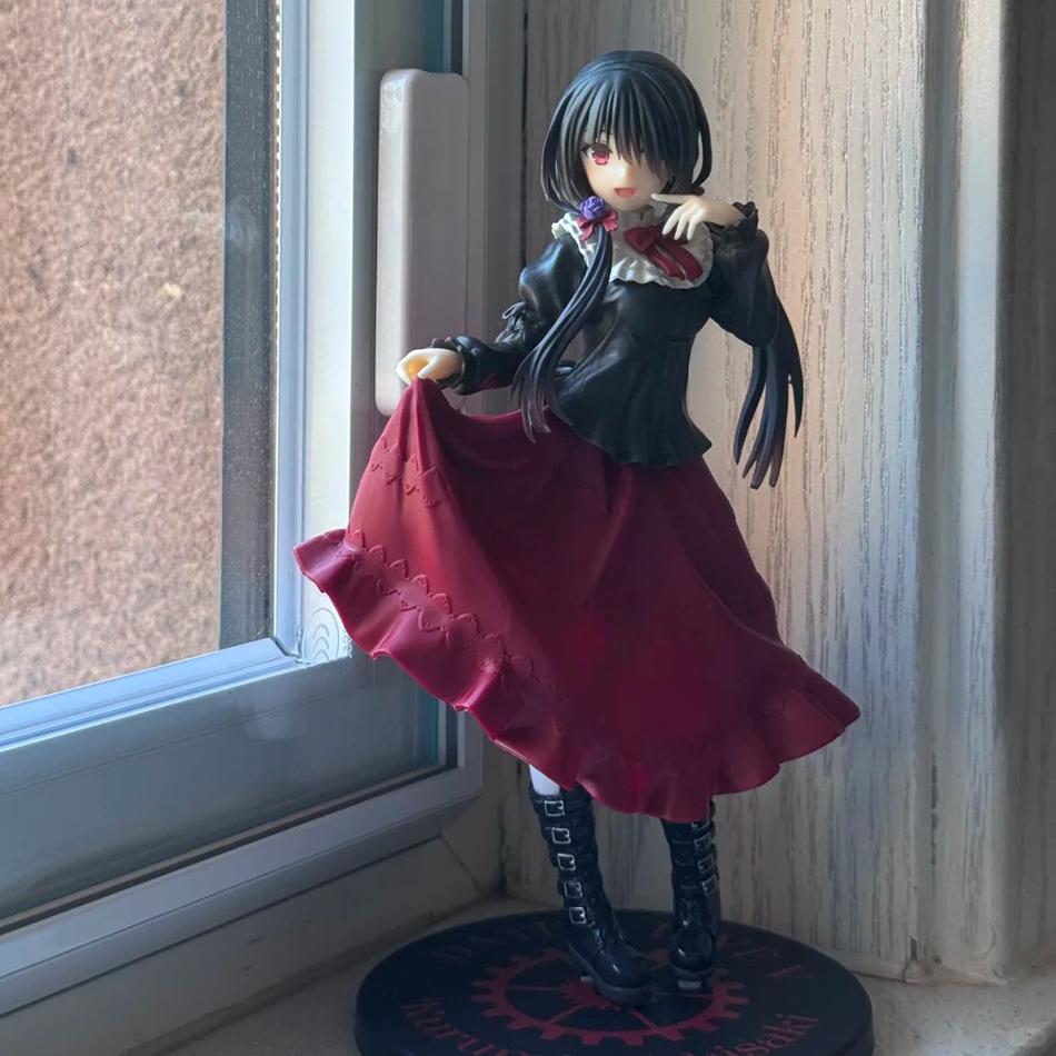New DATE A LIVE Tokisaki Kurumi Anime Figure Cute Girl Model Toy PVC Black Dress Dress Up Standing Model Car Model Ornaments Toy
