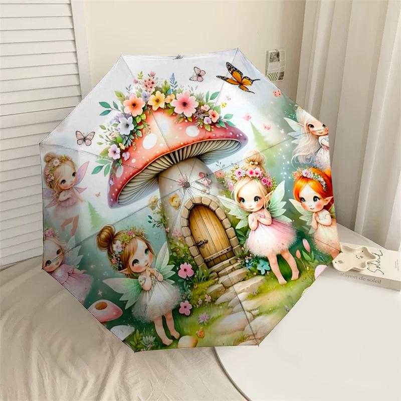 

1PC fairy mushroomAutomatic Open/Close Umbrella with Windproof, 8-Rib Sturdy Canopy, Durable Ribs, Fashionable Design1245A